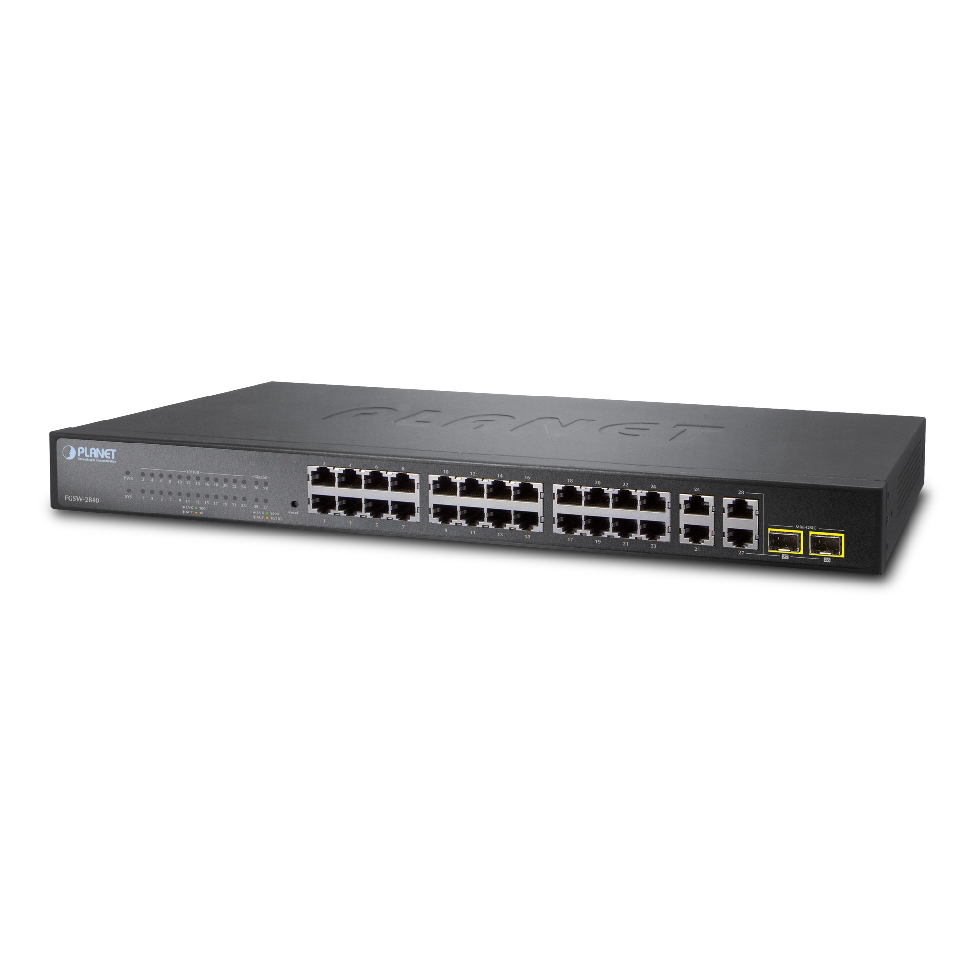 24-Port SNMP Yönetilebilir 10/100Base-TX + 4-Port 1000Base-T Gigabit + 2-Port MiniGBIC (SFP) Anahtar