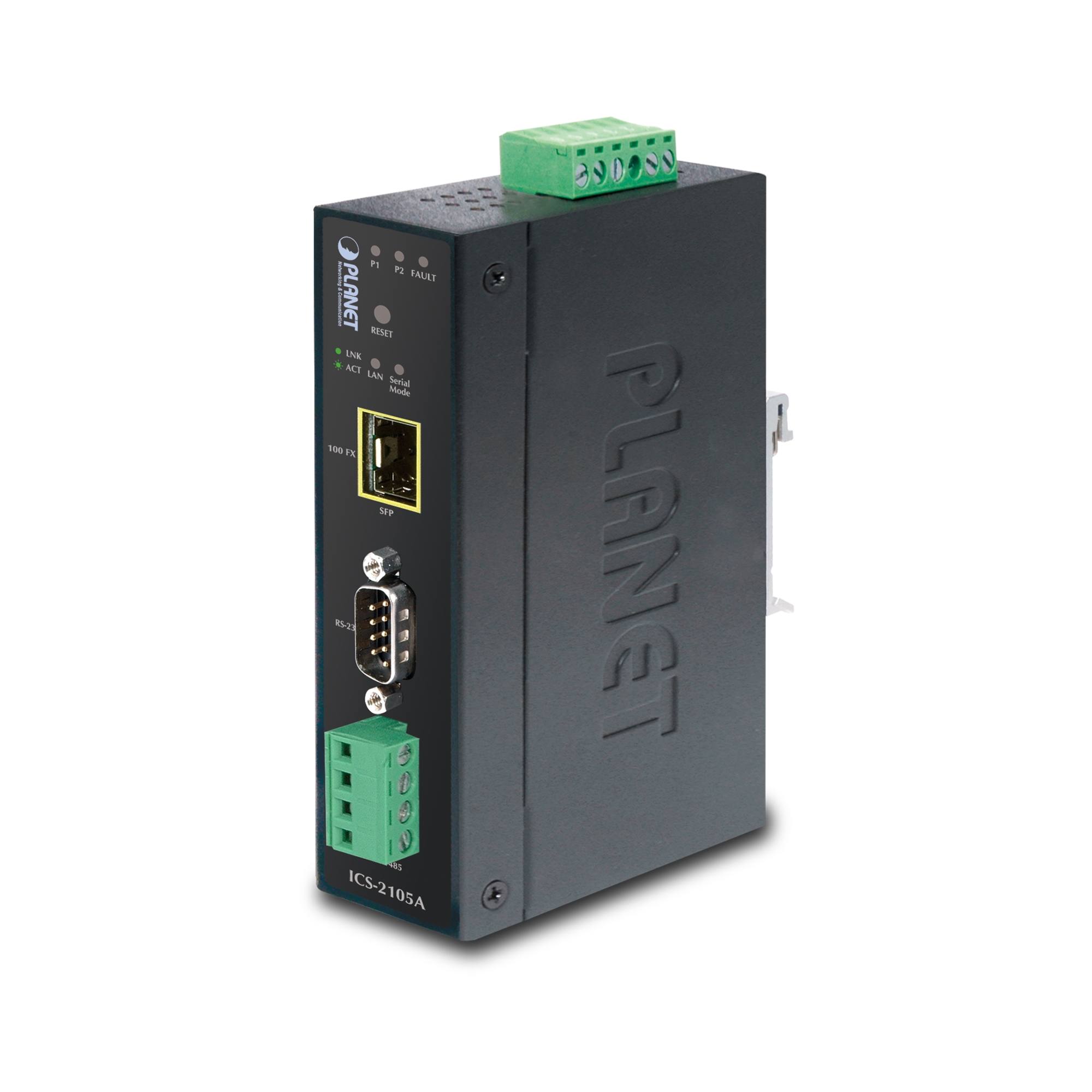 IP30 Endüstriyel RS232/RS-422/RS485'ten 100Base-FX Fiber Optik (SFP) Dönüştürücü