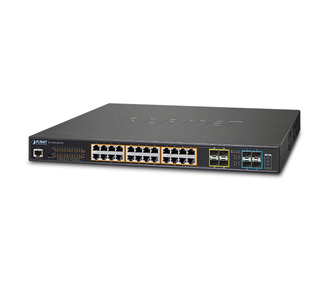 L3 24-Port 10/100/1000T 802.3bt PoE + 4-Port 10G SFP+ Managed Switch 