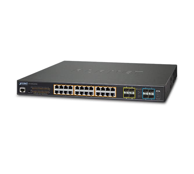 L3 24-Port 10/100/1000T 802.3bt PoE + 4-Port 10G SFP+ Managed Switch 